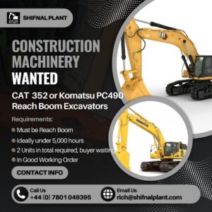 CAT 352 or Komatsu PC490 Reach Boom